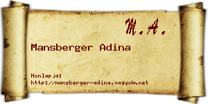 Mansberger Adina névjegykártya